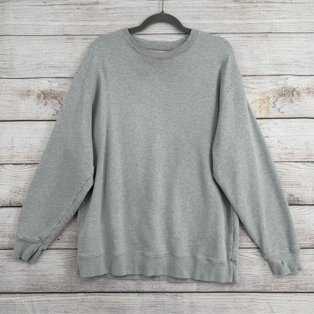 MATE Organic Cotton Crewneck Oversized Distressed Sweatshirt Womens XS/S Gray‎